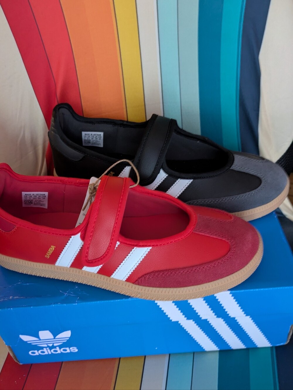 Adidas Red Samba Jane Velcro Sneaker Mary Janes NIB (7.5, 8, 8.5 Available)